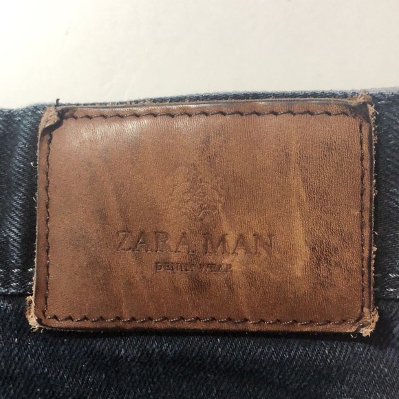 Zara Man Jeans Mens 31 Cotton 5-Pockets Straight Pant Dark Wash Blue Casual - Picture 5 of 8
